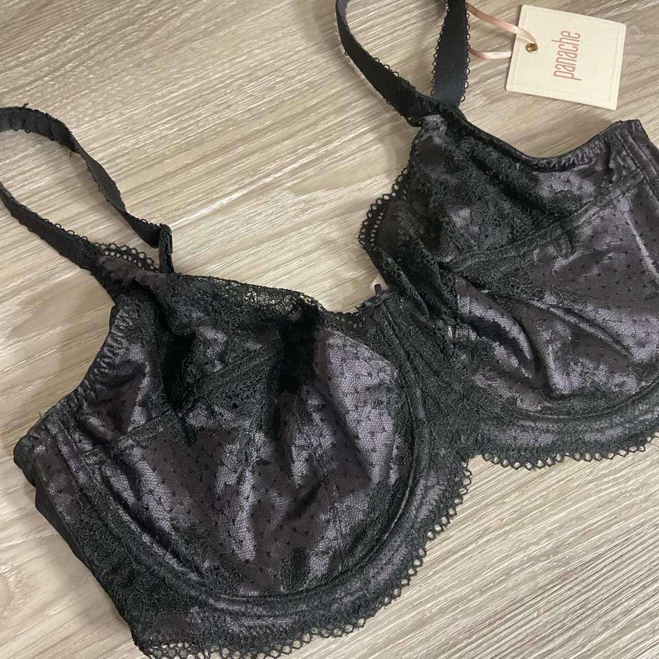 NEW Panache Clara Full Cup Bra BLACK Charcoal Lace Underwire 7255 38 F (US) - Image 3 of 4