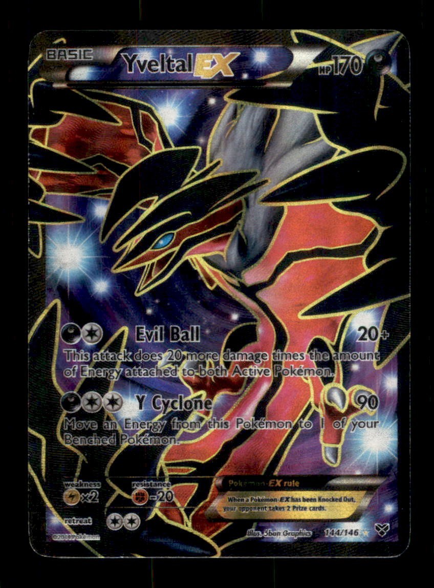 Pokemon Yveltal EX TCG Full Art Holo Card 144/146 XY Base Set