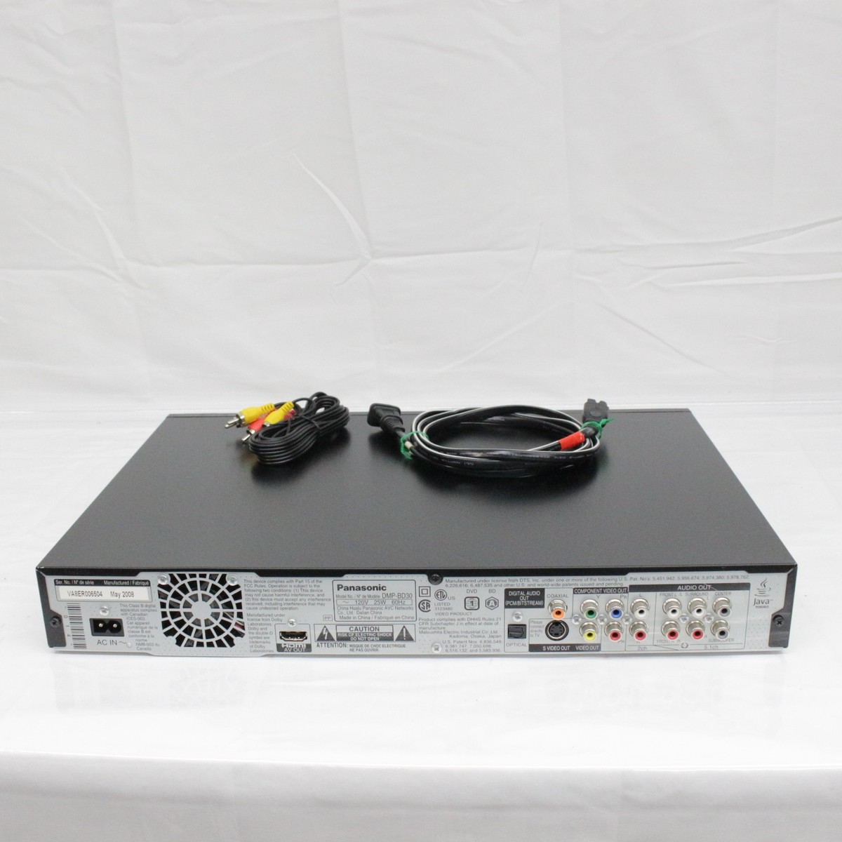Panasonic DMP-BD30 Blu-ray / DVD Player RCA Tested With Power Cord