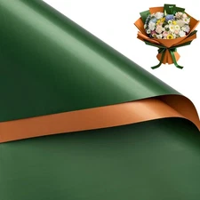 WRAPAHOLIC 20 Sheets Flower Wrapping Paper - 22.4 x 22.4 inch Dark Green Colo...