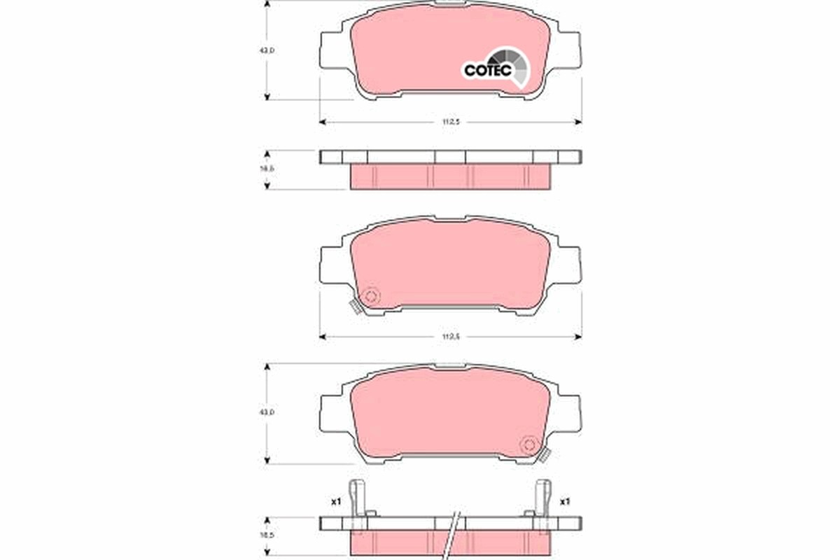 Rear TRW-OE GDB3249 Brake Pad Set, disc brake for TOYOTA