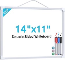 Small Dry Erase Board, 14"x11" Double Sided Hanging Whiteboard for Wall, Mini