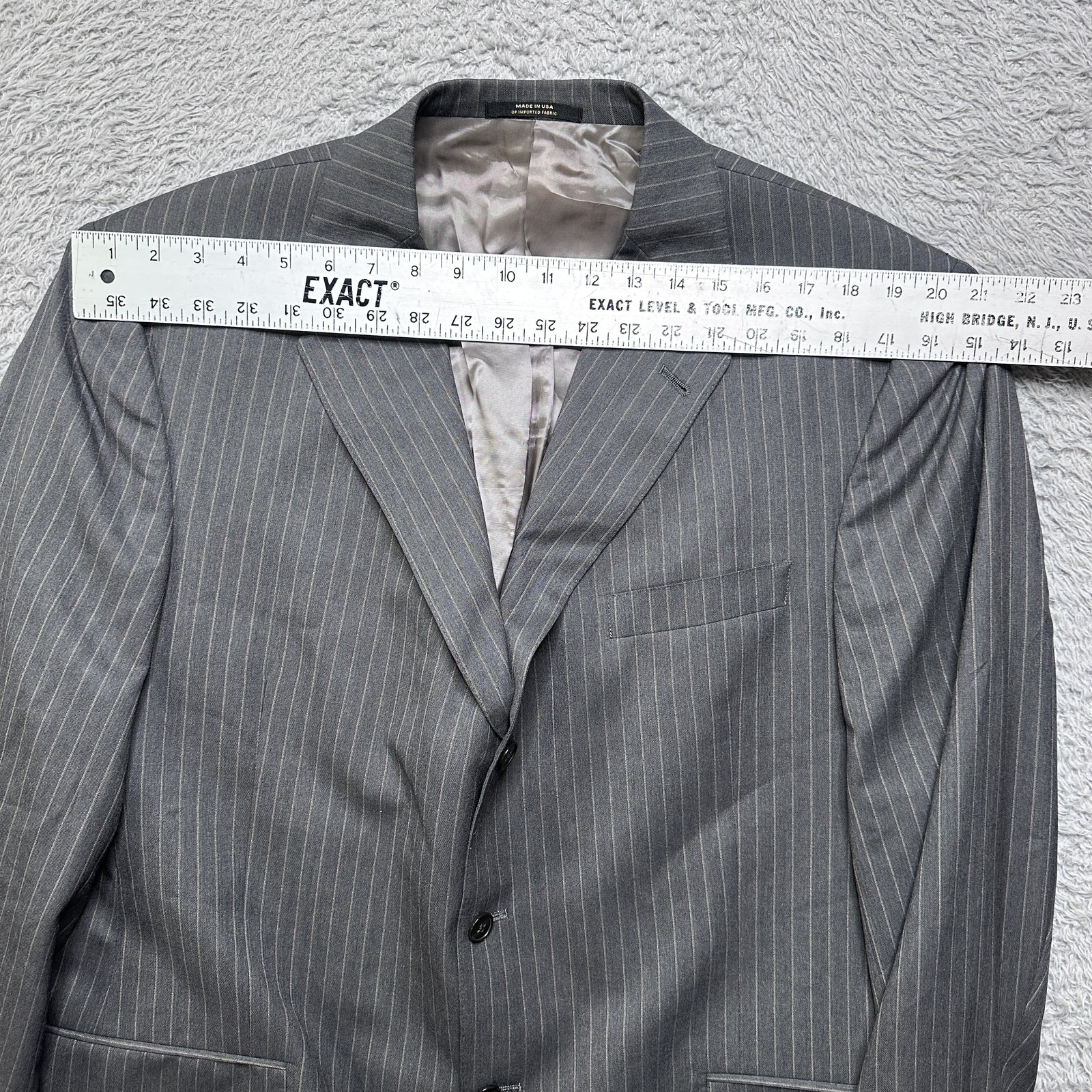 Hart Schaffner Marx Jacket Mens 44 L Gray Striped Wool Lapel Three Button USA image 6
