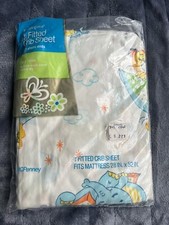 JCPenney Toddletime Baby Fitted Crib Sheet 28 x 52 Elephant Hippo NEW