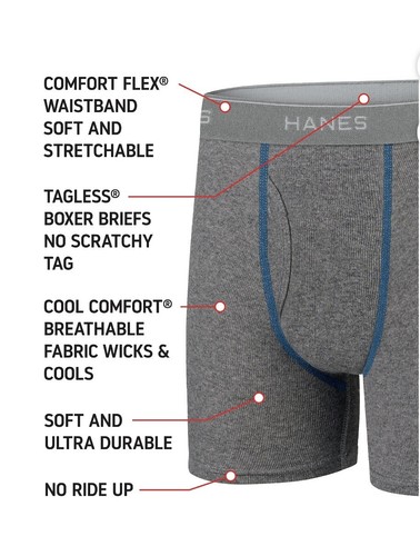 New Hanes Young Men/Boys Tagless Boxer Briefs Huge 10-pk Super Soft XLarge 18/20 - Picture 6 of 8