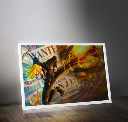 BLACK LEG SANJI Art Print / One Piece Anime Poster Gift Wall Art - Picture 3 of 5