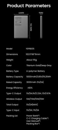 MOVESPEED S05 5000mAh Slim Magnetic Power Bank for iPhone, 15W Wireless Charger. - Zdjęcie 9 z 13