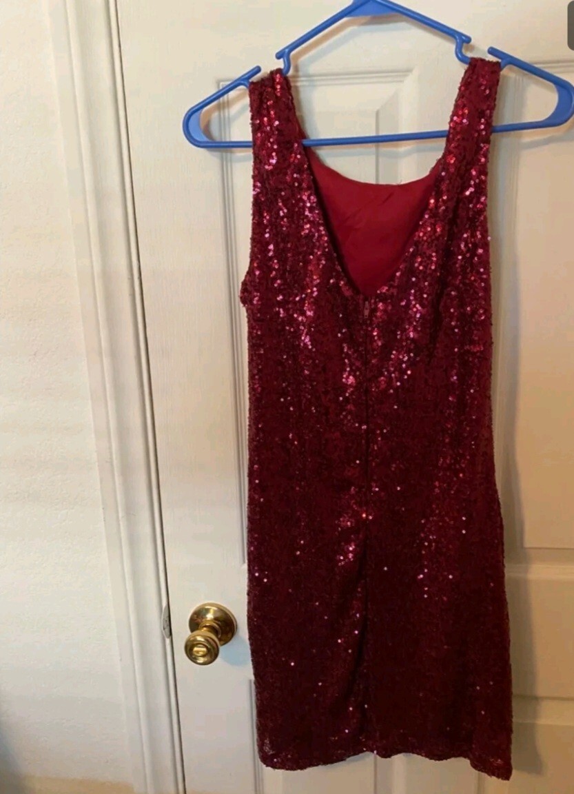 Women's Sequin Burgundy Midi Dress Size Large | eBay