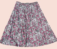 Vintage White Stag Skirt Size S Floral Midi 90s Made In USA Pull On With Pockets
