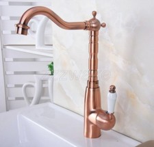 Red Copper Brass Ceramics Handles Bathroom Sink Mixer Tap Basin Faucet znf637