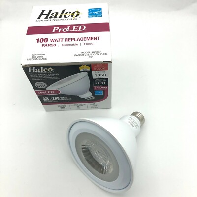 Halco 83037 15W LED Par38 E26 3000K Soft White FL40 Degree Flood Dimmable 90CRI