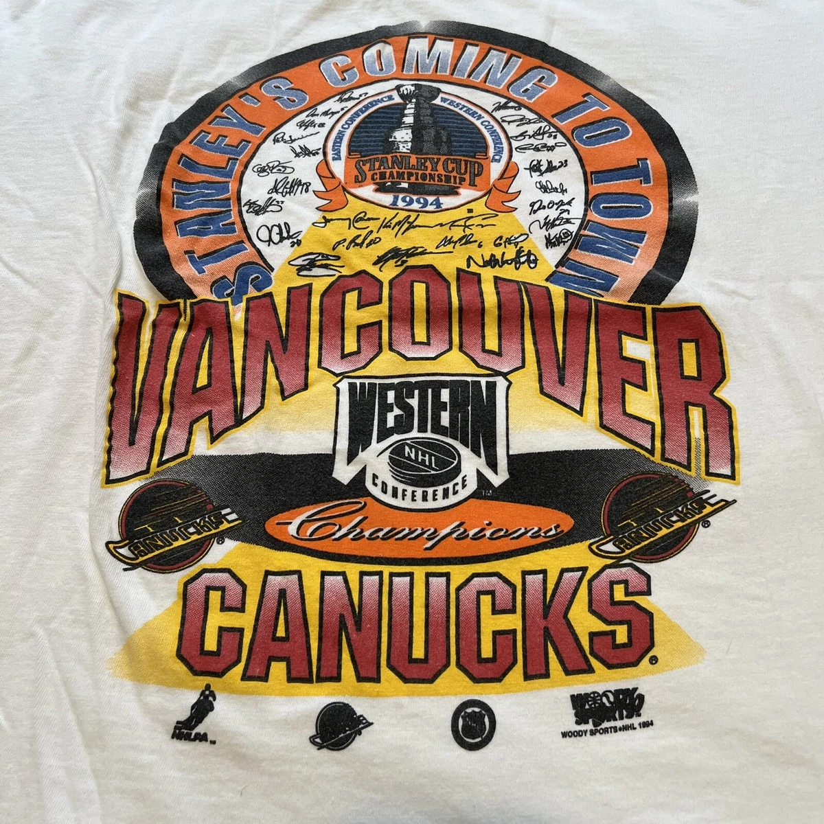 VTG 90s Vancouver Canucks Retro Logo Graphic NHL Hockey Long Sleeve T Shirt  M