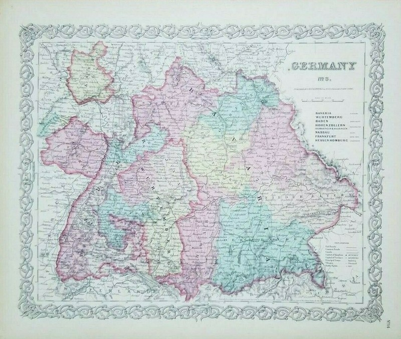 Antique Map of Germany, Hand Colored