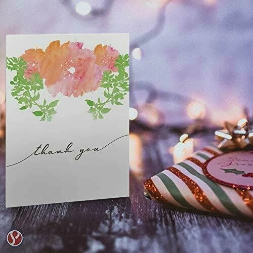 Tarjetas de felicitación y sobres de agradecimiento, arte hoja naranja, tamaño A2, cantidad 25 Foto 3 de 4