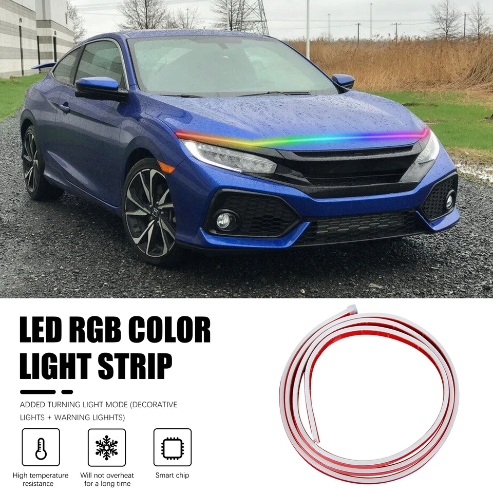 Tira de luz de capó RGB escaneo dinámico luz de arranque señal de giro para Alfa Romeo 70" Foto 2 de 4