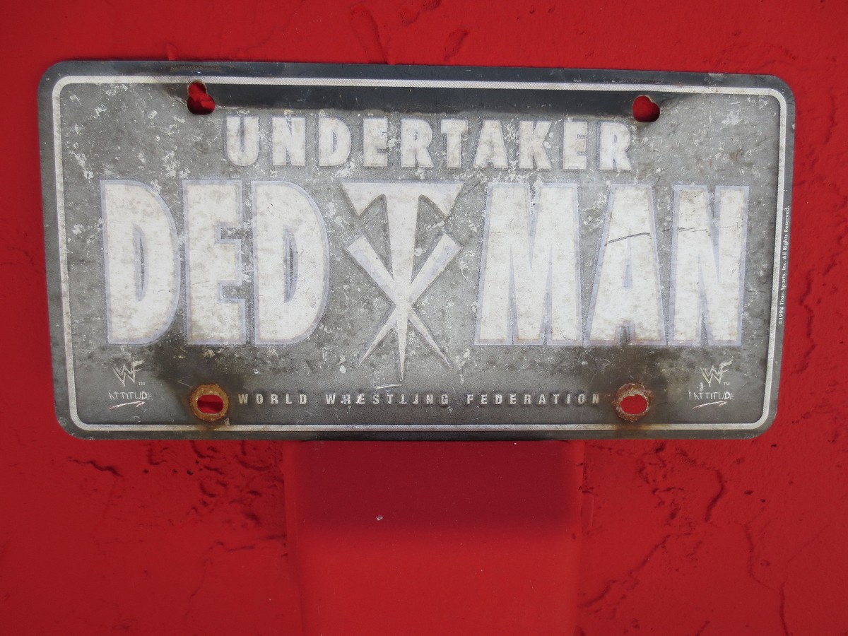 WWE WWF アンダーテイカー バッドアス バイカー ナンバープレート VINTAGE WWF Undertaker License Plate TAG DED MAN ALUMINUM | eBay
