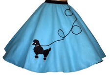 5 Pieces Adult AQUA BLUE 50's Poodle Skirt Outfit Size Medium Waist 30"-37" L25"
