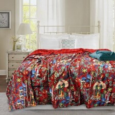 Image of Indian Twin Red Frida Kahlo Print Blanket Cotton Home Decor Kantha Quilt Gudari