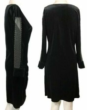 BLACK DRESS METAL SHEER SLEEVES Juniors Slim Fit 3XL NWOT