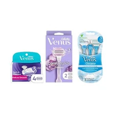 3 Pack Gillette Venus Deluxe Smooth Cartridges & Razor Shaving Oceana Freesia