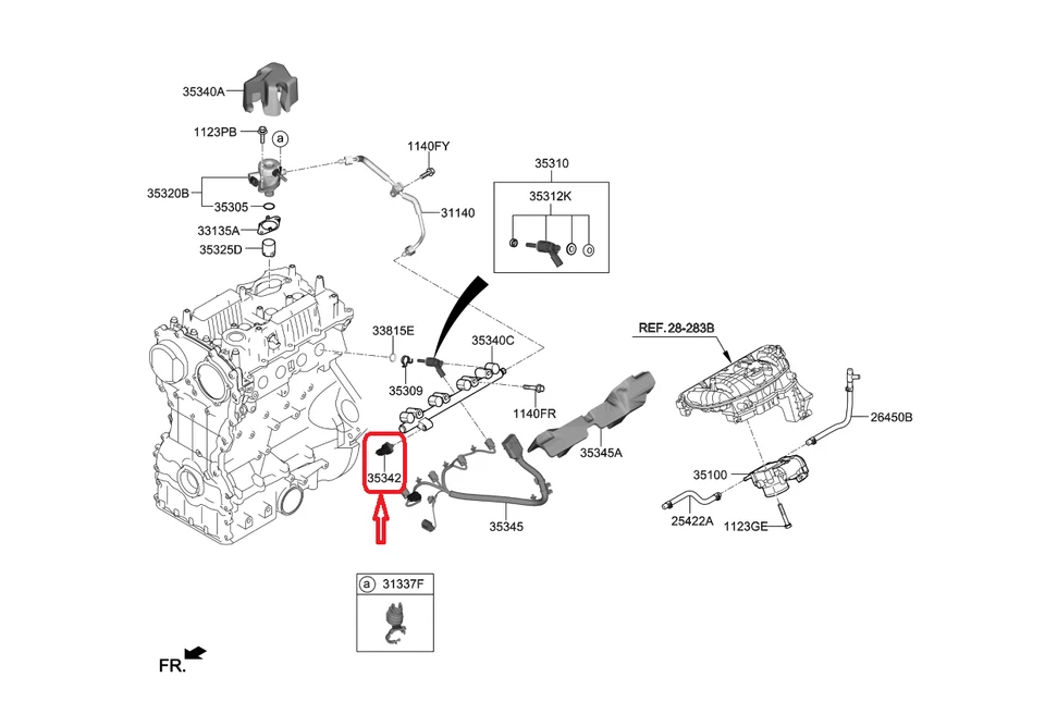 Sensor de alta pressão genuíno Hyundai Kia trilho de injeção de combustível sensor de pressão - Imagem 2 de 4