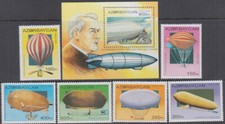 AZERBAIJAN SC # 507-13 CPL MNH SET of 6 + S/S  - BALLOONS and AIRSHIPS
