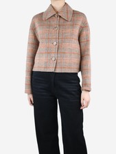 Joseph Brown Checked Wool-mix Jacket - Size Uk 8