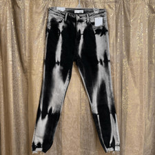 Vervet Haylie High Rise Skinny Ankle Black Gray Tie Dye Jeans Size 29 NWT