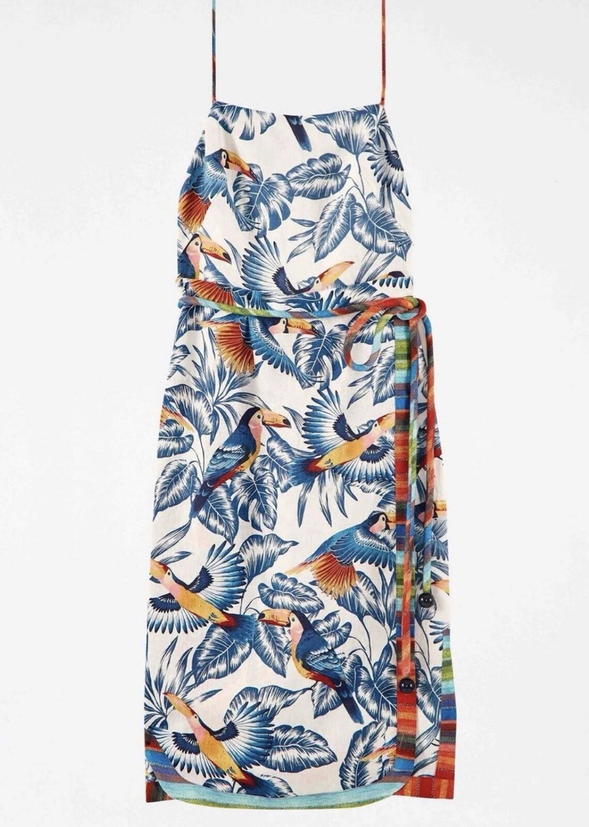 flying toucans open back midi dress Farm Rio + flying toucans open back midi dress