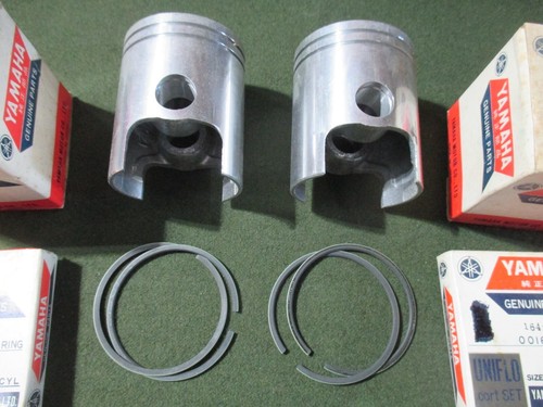 YAMAHA HT1 HT1B HT1BM PISTONS & RINGS SET 0.25 NOS OEM 276-11635-00 164-11601-11 - Picture 3 of 3