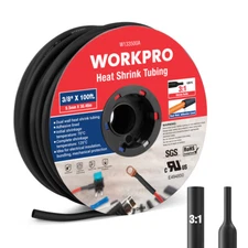 WORKPRO 3/8"×100 FT Heat Shrink Tubing 3:1 Ratio Dual Wall Adhesive Lined Tubing
