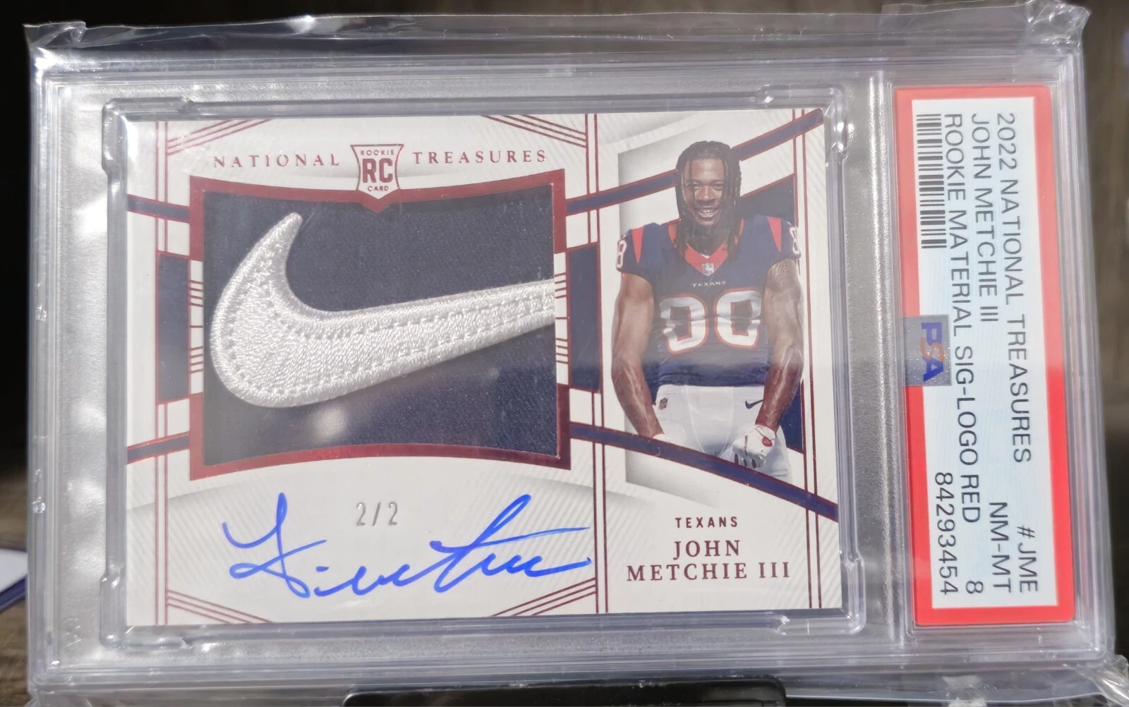 John Metchie Panini National Treasures Rookie Material Signature #JME Brand Logo Red