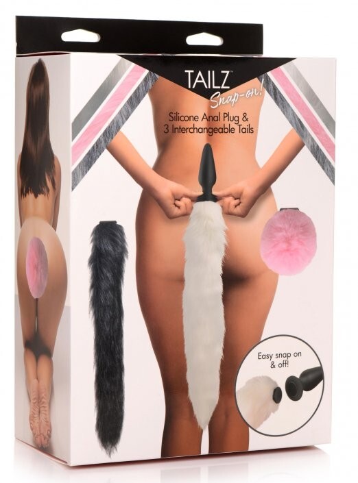 Large Silicone Anal Plug w 3 Interchangeable Tails Ass Butt Pet Play Bunny  Fox S | eBay