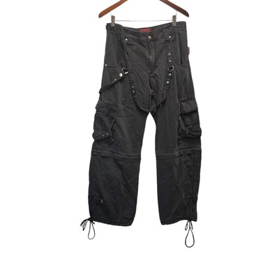 TRIPP NYC Daang Goodman Goth Cargo Pants Black Zippers Suspenders 