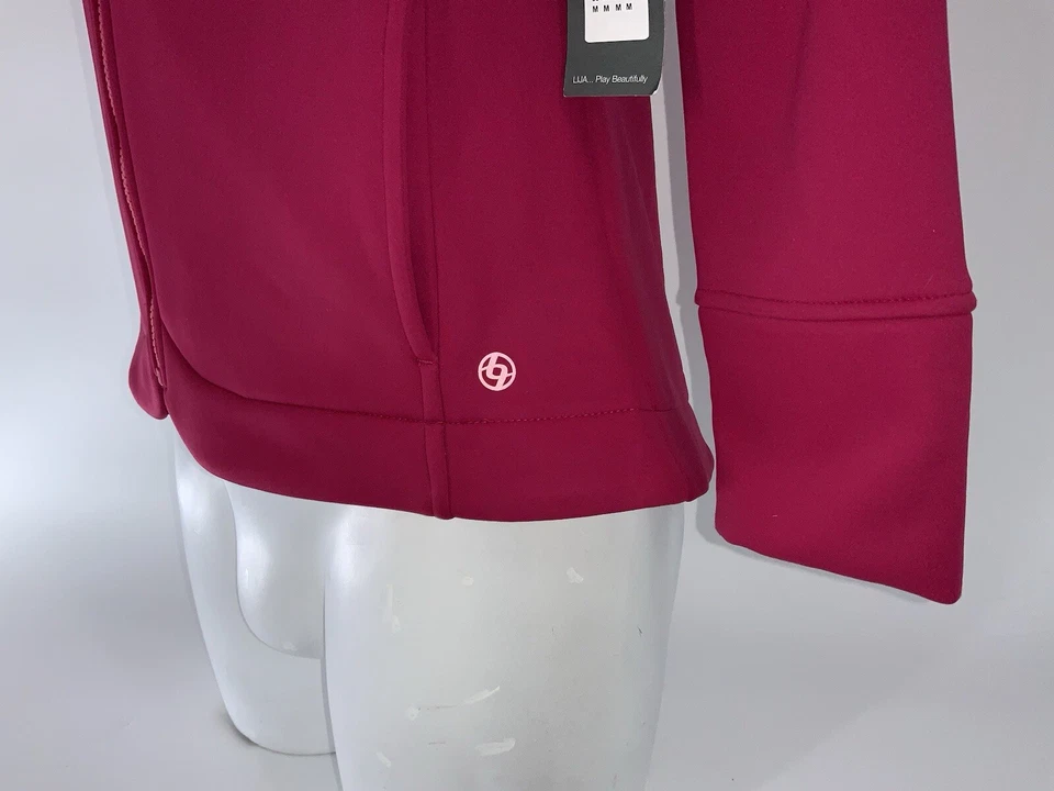 Lija Chill Active Jacket M Women Crimson Pink Asymmetrical Zip NWT YGI W4-227 Foto 4 de 4