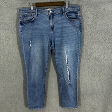 Gap 1969 Best Girlfriend Jeans 33 Blue Distressed Relaxed Tapered Boyfriend
