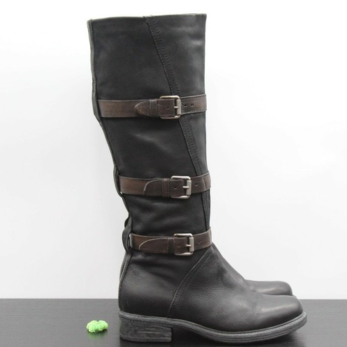 Botas altas Miz Mooz Charmaine de cuero negro con hebillas talla 36 - Imagen 7 de 12
