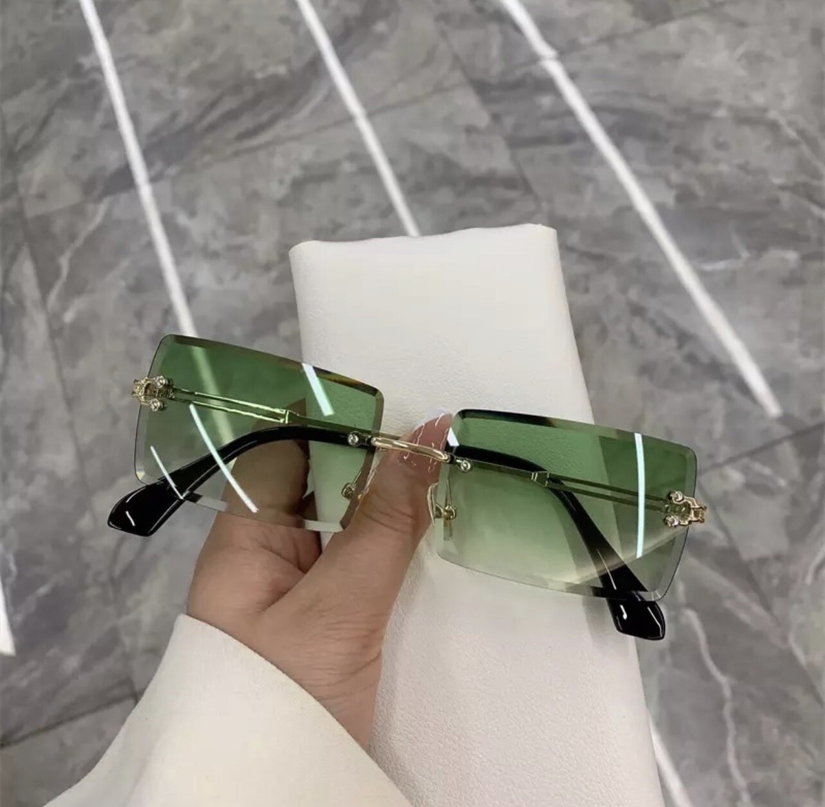 Rimless Rectangle Sunglasses Square Frameless Gradient Lens UV400 Protection Amazon.com: Zentavi Rimless Sunglasses for Men Square  main image 2