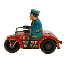 1930  s Marx Wind-Up TIn Litho Police Motorcycle with Sidecar