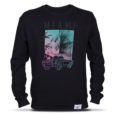Ford Mustang Miami Vibes Sweatshirt UV-Effekt Baumwolle  Neu inkl. Sonnenbrille