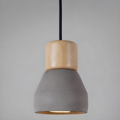Hänge-Pendelleuchte aus Zement und Holz nordisch minimalistisch