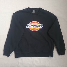 Dickies Mens Sweatshirt Size L Big Logo Graphic Print Pullover Embroidered Black