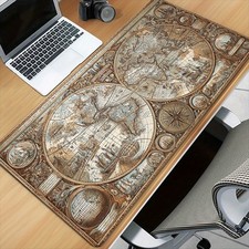 40 90cm Antique-Style World Map HD Printed XXL Mouse Pad - Washable Rubber Desk