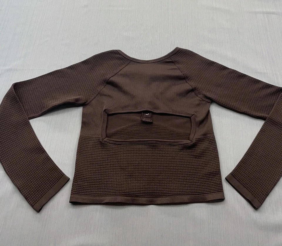 New Free People FP Movement Bail Out Henley Top Medium / Large Stretch Brown $68 - Image 4 of 4