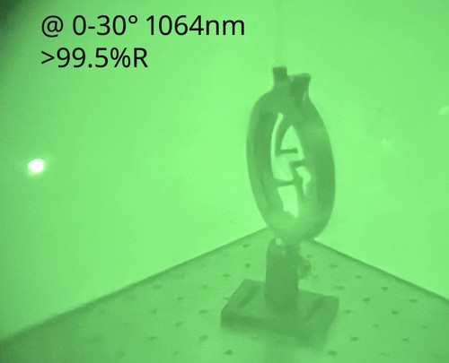 Coherent HR 1064nm mirror Ø3/4" 99.5% @ 0-30°, about 80%R @ 45° 2MCC - Picture 3 of 4