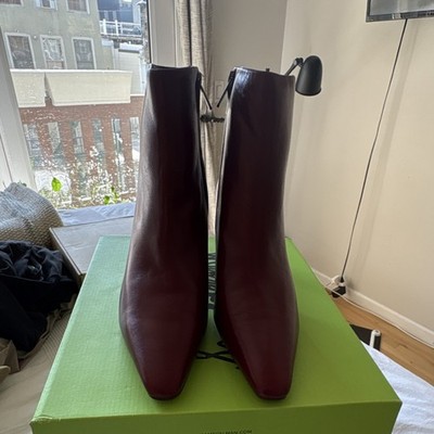 Sam Edelman Saige Merlot Leather Ankle Bootie Block Heel Pointed Toe Zip Women's