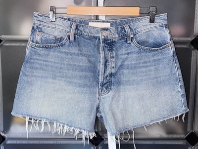 MOTHER The Skipper Short n  Long Fray Leap At The Chance Denim Shorts Size 32