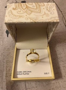 Authentic Charter Club Gold-Plated Hexagon Cubic Zirconia Bridal Set Size 7