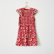 Sea New York MEDIUM Linda red floral print smocked flutter sleeve mini dress