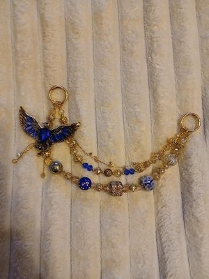 Beautiful Bejeweled Blue Eagle Purse Charm Gold Brand New in Box